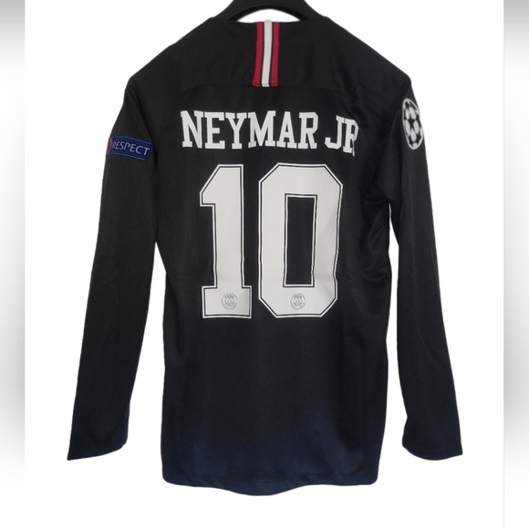 Neymar JR 10 PSG Black Jersey 2018/19 Champions League Long Sleeve Jersey Zs M,L - Picture 1 of 12